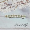 Barrette à cheveux, en perles tissé, blanche, coloris vert menthe.