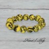 Bracelet grosse perles colorées, pâte polymère, couleur vive, coloris jaune.