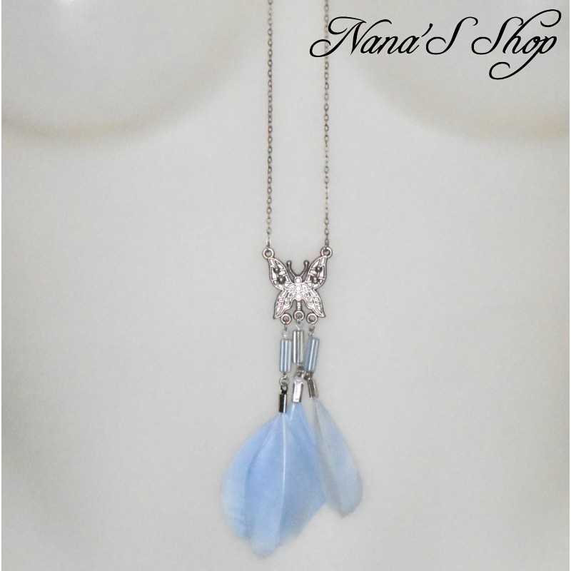 Collier Vintage Papillon En Bronze Avec émaux Et Cristaux - Bijou Fantaisie Féminin