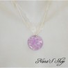 Tour de cou, collection Douceur, pendentif coloris mauve.