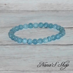 Bracelet élastique perles en pierre, Amazonite 6mm, tons bleu.