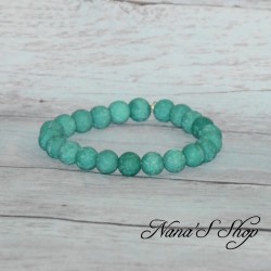 Bracelet élastique en perles pierre de lave 8mm, coloris vert.