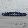 Bracelet élastique en perles pierre  Lapis Lazuli, tons bleu foncé.