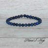 Bracelet élastique en perles pierre  Lapis Lazuli, tons bleu foncé.