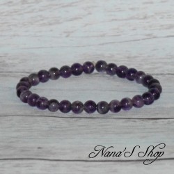 Bracelet élastique en perles, pierre Améthyste, tons mauve violet.