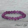 Bracelet élastique en perles pierre de lave 8mm, coloris mauve.