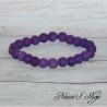 Bracelet élastique en perles pierre de lave 8mm, coloris violet.