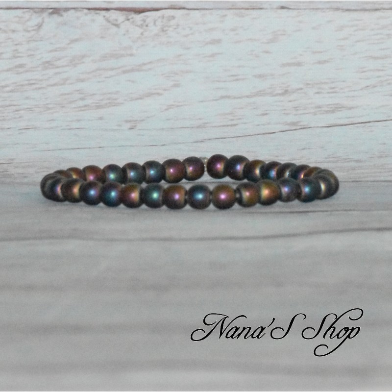 Bracelet élastique en perles, pierre hématite multicolore. Bracelet élastique en perles, pierre hématite multicolore.