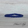 Bracelet élastique en perles, pierre Agate, coloris bleu foncé.