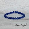 Bracelet élastique en perles, pierre Agate, coloris bleu foncé.