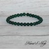 Bracelet élastique en perles, pierre Agate, coloris vert foncé.