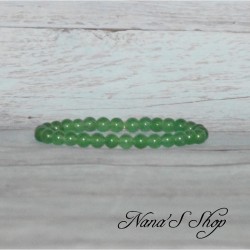 Bracelet élastique en perles, pierre Agate, coloris vert clair.
