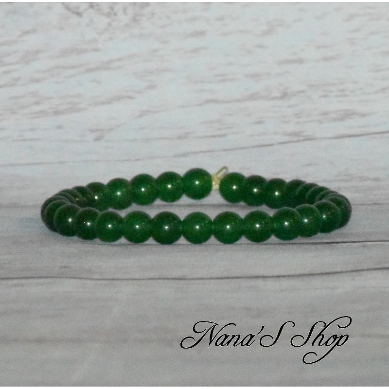 Bracelet élastique en perles, pierre Agate, coloris vert. Bracelet élastique en perles, pierre Agate, coloris vert.