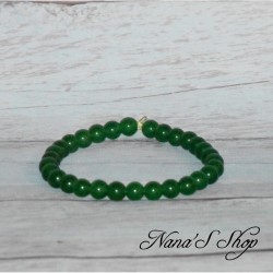 Bracelet élastique en perles, pierre Agate, coloris vert.