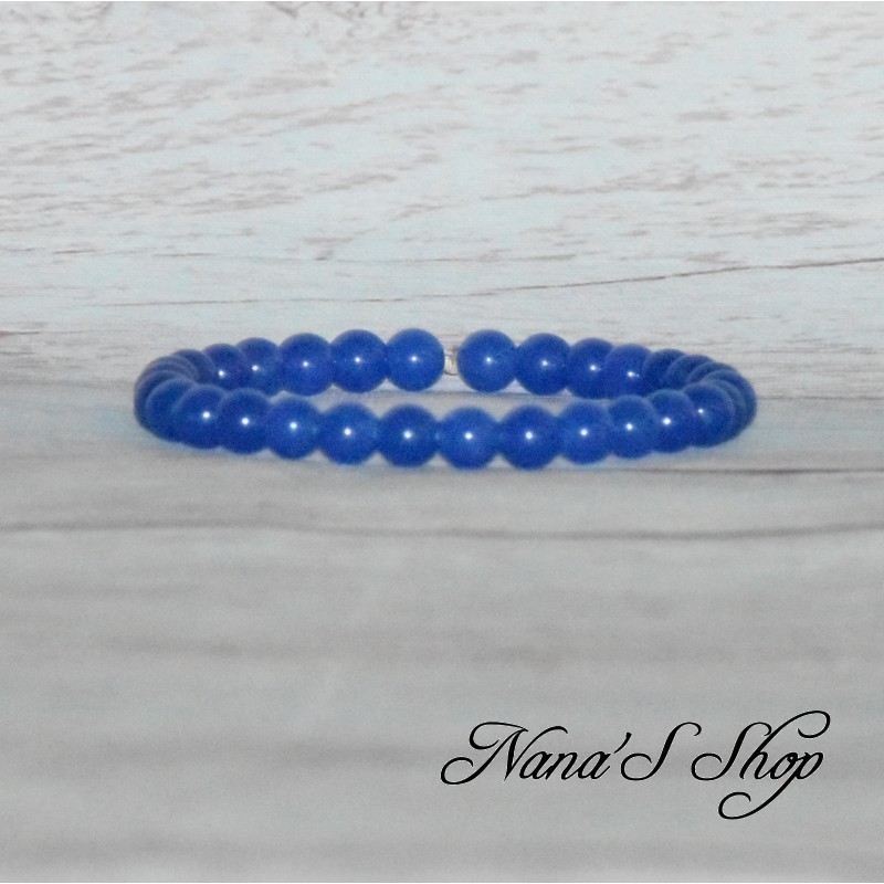 Bracelet élastique en perles, pierre Agate, coloris bleu. Bracelet élastique en perles, pierre Agate, coloris bleu.