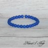 Bracelet élastique en perles, pierre Agate, coloris bleu.