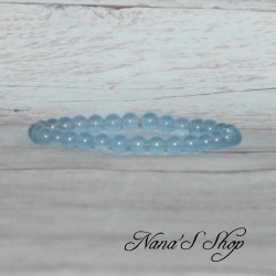 Bracelet élastique en perles, pierre Agate, coloris bleu clair.