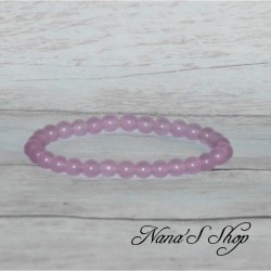 Bracelet élastique en perles, pierre Agate, coloris mauve.