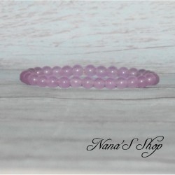 Bracelet élastique en perles, pierre Agate, coloris mauve.