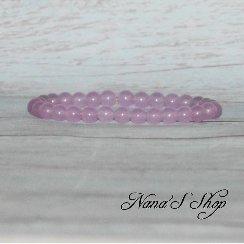 Bracelet élastique en perles, pierre Agate, coloris mauve. Bracelet élastique en perles, pierre Agate, coloris mauve.