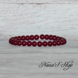 Bracelet élastique en perles, pierre Agate, coloris rose foncé.