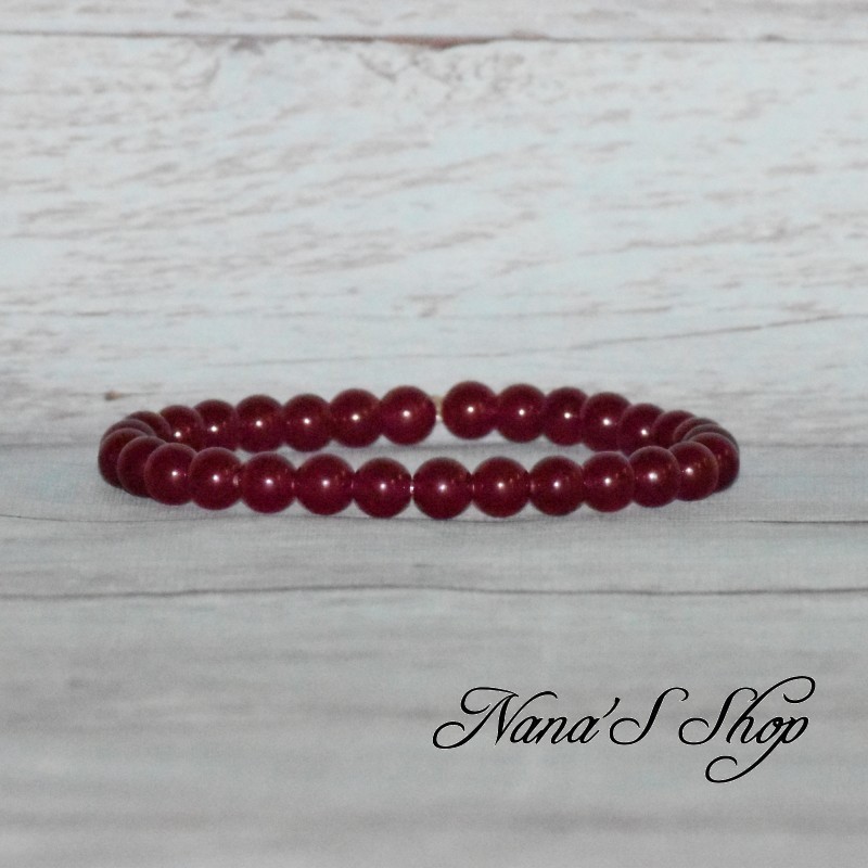 Bracelet élastique en perles, pierre Agate, coloris rose foncé. Bracelet élastique en perles, pierre Agate, coloris rose foncé.
