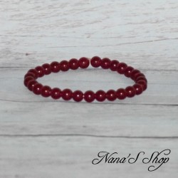 Bracelet élastique en perles, pierre Agate, coloris rose foncé.