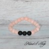 Bracelet pierre Dolomite, pierre de lave, diffuseur huile essentielle, tons rose pâle.
