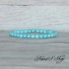 Bracelet élastique, fin en perles, pierre turquoise.