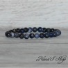 Bracelet élastique, perles en pierre, Sodalite, tons bleu, 6mm.