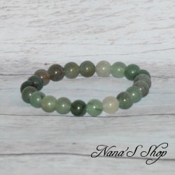 Bracelet élastique, pierre Aventurine, ton vert, 8mm.