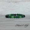Bracelet élastique en pierre, agate dégradé tons vert & noir,