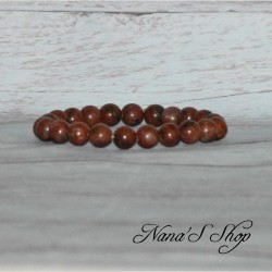 Bracelet élastique en perles, pierre Jaspe, tons rouge 8mm.