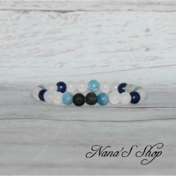 Bracelet perles en pierre, diffuseur huile essentielle, agate, lapis lazulis et amazonite.