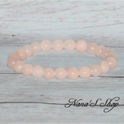 Bracelet élastique en perles, pierre Dolomite,  coloris rose pâle.