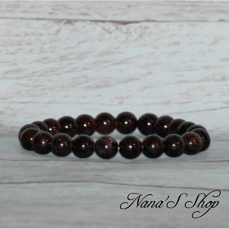 Bracelet élastique, perles en pierre, grenat 8 mm, tons bordeaux. Bracelet élastique, perles en pierre, grenat 8 mm, tons bordeaux.