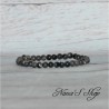 Bracelet élastique fin, perles en pierre  Labradorite, tons gris.