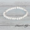 Bracelet élastique perles en pierre, Howlite marbré, coloris blanc, 4mm.