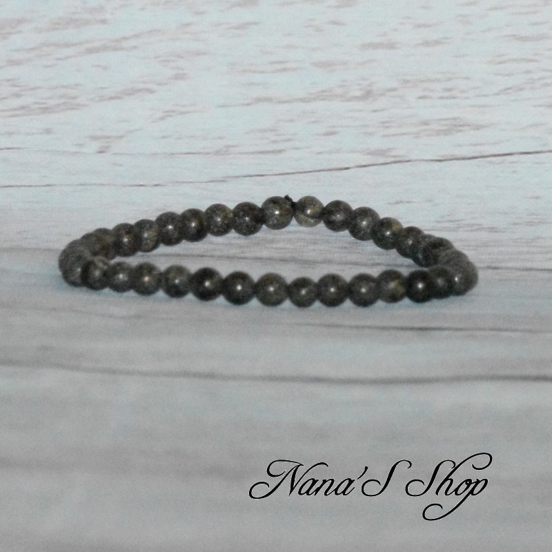 Bracelet élastique perles en pierre, Serpentine, tons vert noir, 4mm. Bracelet élastique perles en pierre, Serpentine, tons vert noir, 4mm.