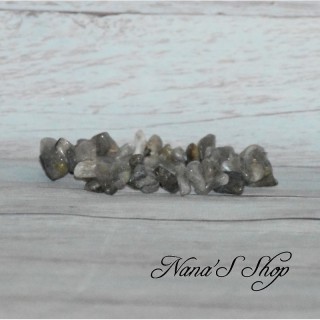 Bracelet élastique, perles en pierre Labradorite, Chips, tons gris.