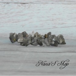 Bracelet élastique, perles en pierre Labradorite, Chips, tons gris.