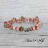 Bracelet élastique, perles en pierre, Rhodonite, Chips, coloris rose et gris.