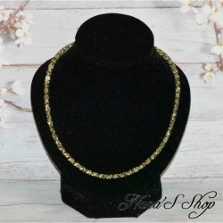 Collier ou bracelet double, fine résille noir et strass, effet Stardust, coloris jaune.