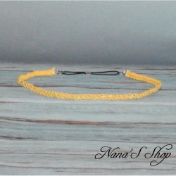 Headband tressé, en suédine strass argenté, coloris jaune.