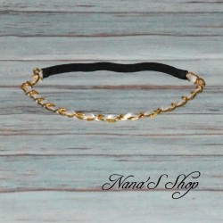 Headband bijoux, chaine dorée coloris blanc.