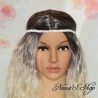 Headband tressé en suédine uni et strass argenté, coloris blanc.