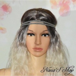 Headband lacets en suédine clouté, coloris anthracite.