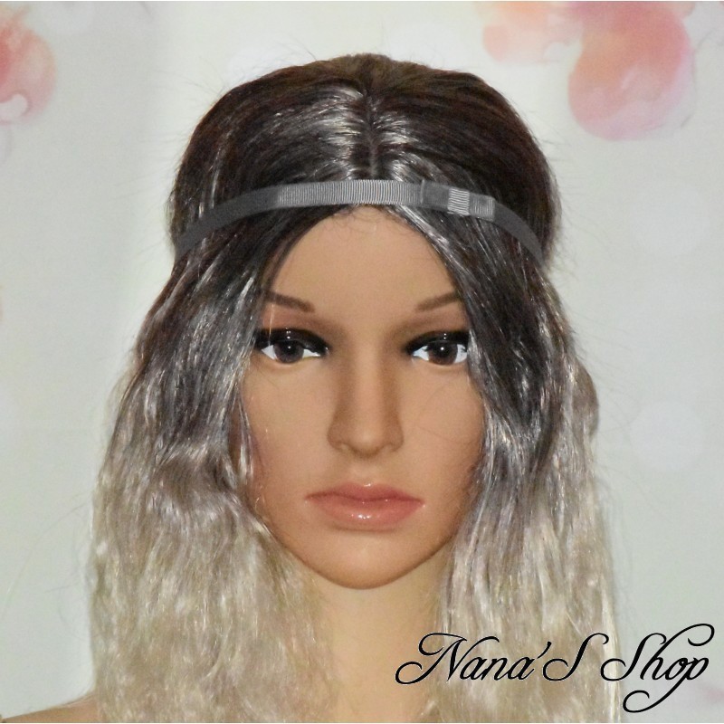 Headband fin avec petit nœud, coloris gris.