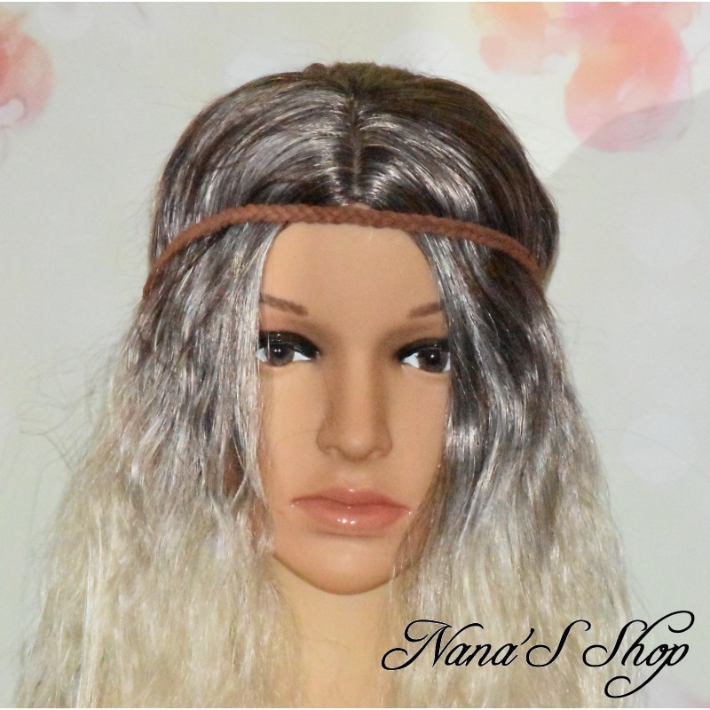 Headband tressé en suédine, coloris uni marron. Headband tressé en suédine, coloris uni marron.