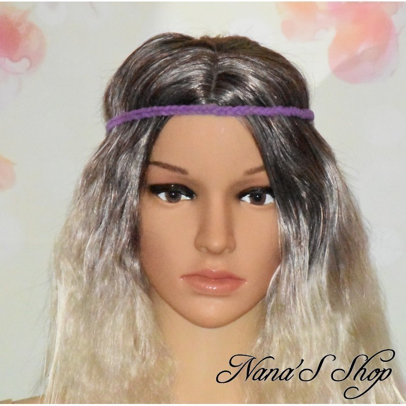 Headband tressé en suédine, coloris uni violet. Headband tressé en suédine, coloris uni violet.